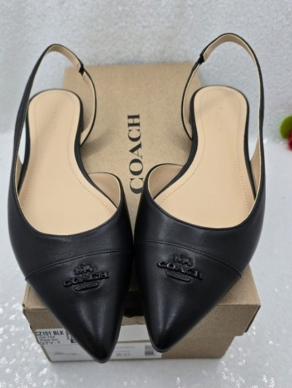 Coach Valerie Classic Slingback Black Leather Slip On Flats Women's 9.5 - Picture 2 of 11